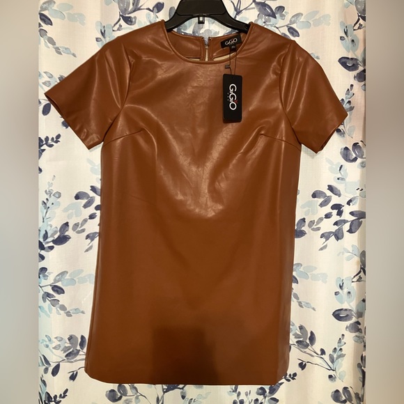 Jincys Boutique- Leather “BRAND NEW”Dress gorgeous. Perfect length. Size L - Picture 1 of 2